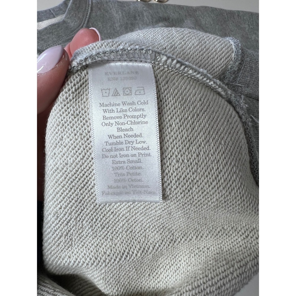 Everlane 100% Human French‎ Terry Sweatshirt Gray XS Graphic Pullover Crew Neck - Picture 5 of 6